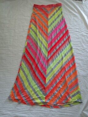 Striped Chevron Maxi Skirt in Neon Multi